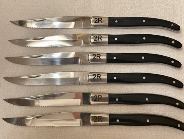 Steak knife set PREMIUM, 6 pcs, with block, black, Laguiole